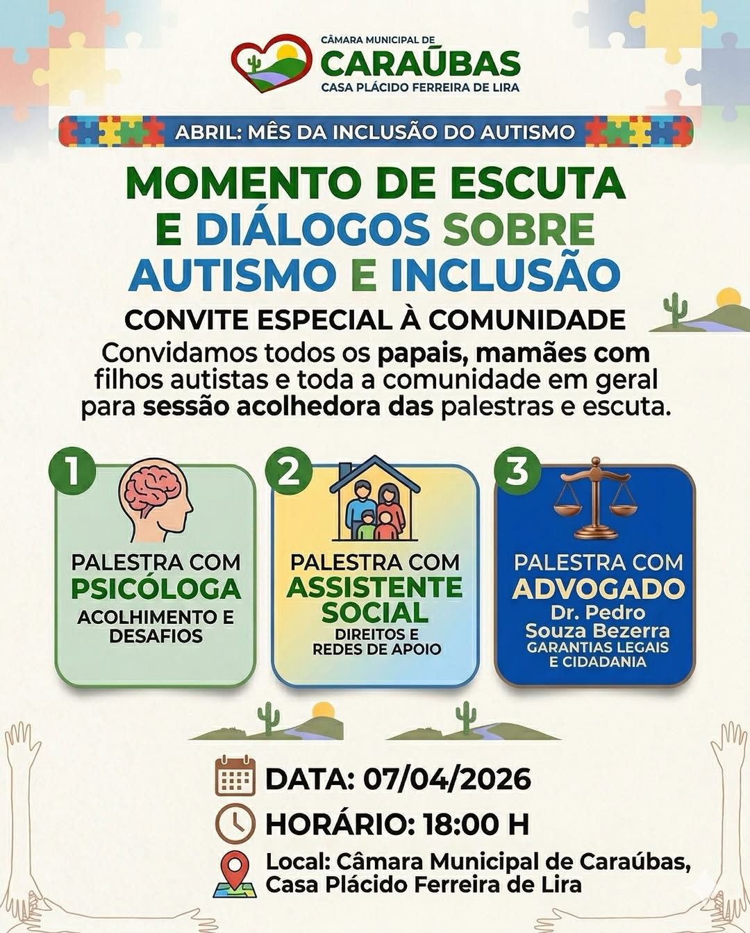 É com imensa alegria e compromisso que a Câmara Municipal de Caraúbas, através da Casa ...